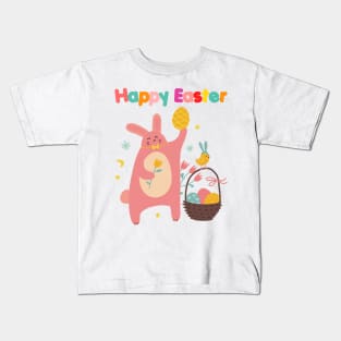 Happy easter with bunny Kids T-Shirt